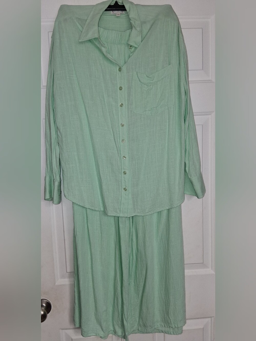 Wonderly Mint Green Button-Front 2pc Outfit Casual Lightweight Set Cute Size M/L